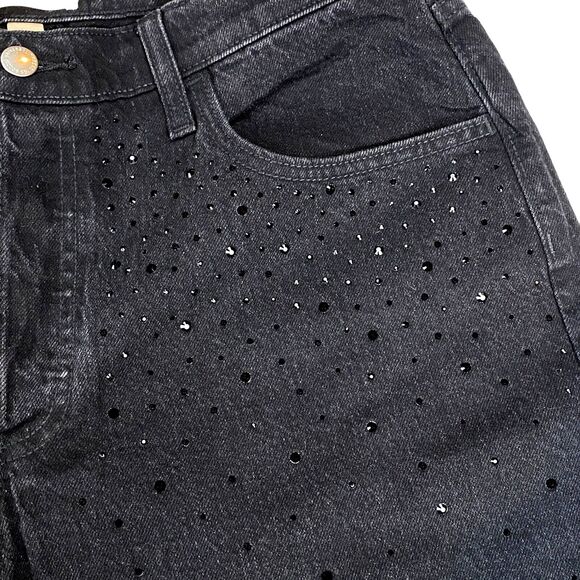 Universal Thread Jeans Womens 10 Black Beaded Comfort Stretch Mid Rise 90s Baggy - Picture 2 of 16